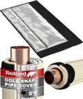 Redford Supply Co. Cold Snap (5°F) Outdoor Pipe Insulation Foam Tube, 8"W x 24"H, Outside PVC Wrap, Pipes Covers for Inside, Water Pipe Insulation Foam Tube, Insulating Outdoor Pipes (Beige)