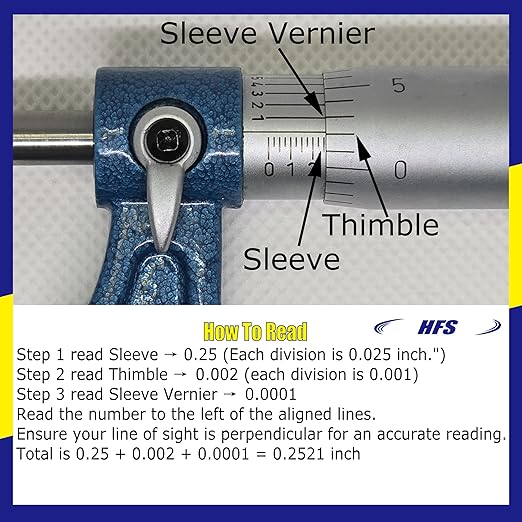 HFS(R) 2-3" Outside Micrometer with 0.0001" Accuracy, Carbide Anvil and Laser-Etched Scale