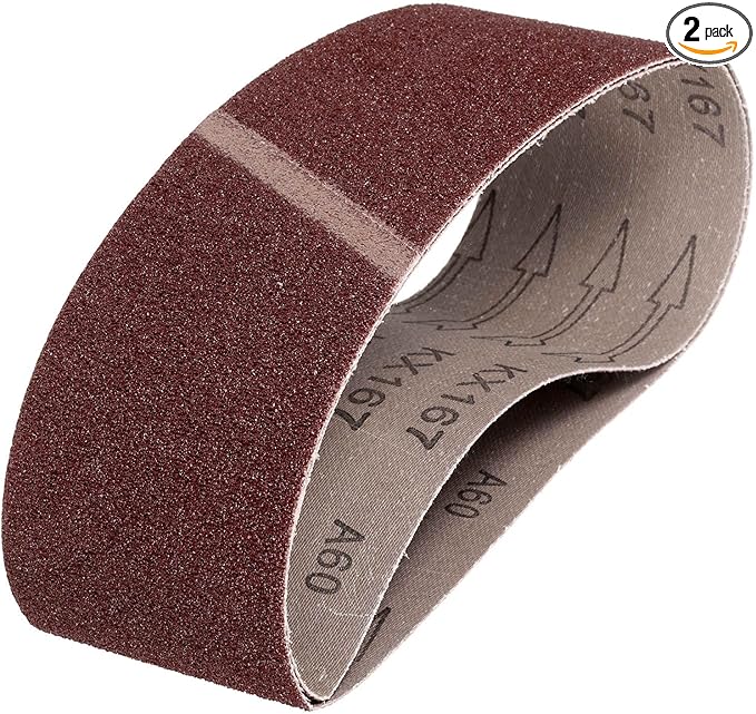 HARFINGTON 4 x 24 Inch Sanding Belts, 2 Pcs 60 Grits Aluminum Oxide Abrasive Belt Sander File Belt for Woodworking, Metal Polishing, Knife Sharpener