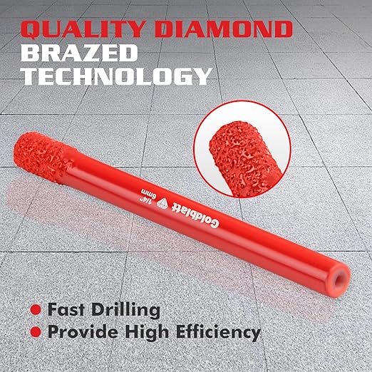 Goldblatt 10PCS 1/4" Diamond Drill Bits, 6mm Diamond Hole Saw Kit for Porcelain Tile Ceramic Concrete Granite Marble Hard Materials (not for Wood)