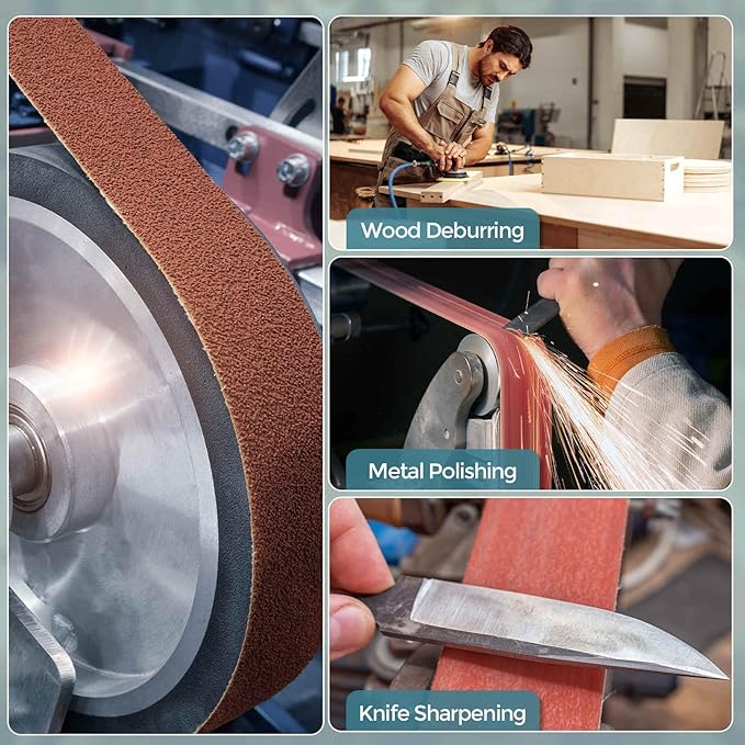 HARFINGTON 1/2 x 18 Inch Sanding Belts, 10 Pcs 240 Grit Zirconia Abrasive Belt Sander File Belt for Woodworking, Metal Polishing, Knife Sharpener