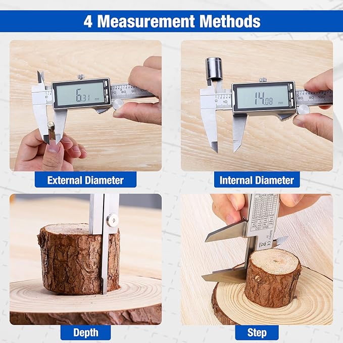 Digital Caliper 12 Inch with Large LCD Screen, Inch/MM/Fraction Conversion, 300mm Micrometer Caliper All Stainless Steel Diameter Measuring Tool for Jewelers/Woodworkers/DIY