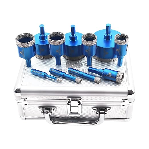 Diamond Core Drill Bit Set - BRSCHNITT Hole Saw Kit for Porcelain Tile Ceramic Marble Granite Drilling, 11pcs Bits with Triangle Shank（6/8/10/20/25/28/32/35/45/50/65mm）, KIT3, BDB54911405R103