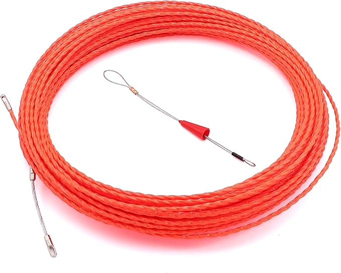 128 FT Fish Tape Wire Puller Through Wall Wire Threader Fish plus Fish Cable Fastener