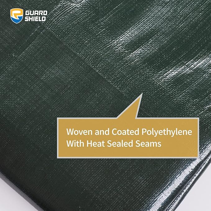 GUARD SHIELD Super Heavy Duty Green/Silver Poly Tarp Cover 18x24 Feet Waterproof 16mil Thick UV and Tear Resistant Tarpaulin with Grommets and Reinforced Edges