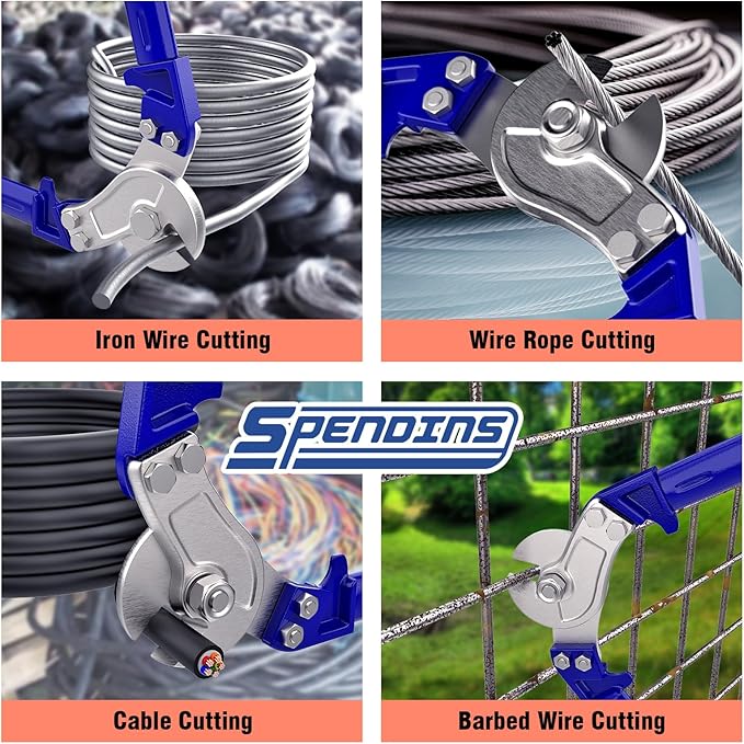 42” Heavy Duty Wire Rope Cutter,Steel Wire Cutters w/Ergonomic Handle Design, Hardened Cable Cutter Cuts Up to 13/16" for Wire rope, Stainless Steel Wire, Copper and Aluminium Cables