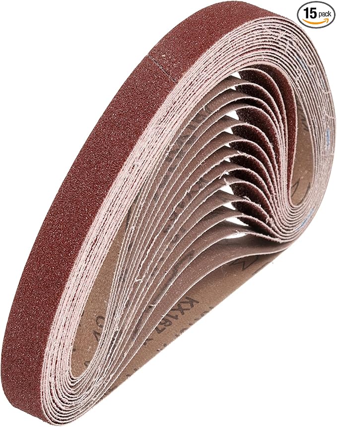 HARFINGTON 1-1/8 x 21 Inch Sanding Belts, 15 Pcs 40 Grits Aluminum Oxide Abrasive Belt Sander File Belt for Woodworking, Metal Polishing, Knife Sharpener