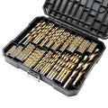 BeHappy 230 Pcs Drill Bit Set, 135° Tip Titanium Coated High Speed Steel, Twist Drill Bit Kit for Iron, Aluminum Alloy, Copper, Wood, Plastic, with Hard Storage(/16“-1/2”