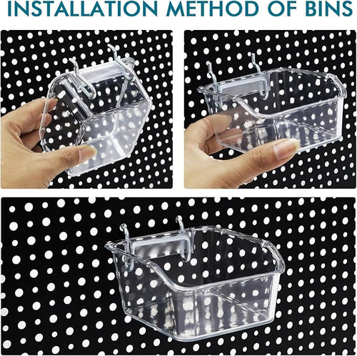 248PCS Pegboard Accessories Organizer Kit,1/8 and 1/4 inch Pegboard Hooks Assortment, Pegboard Bins, Metal Hooks for Hanging Storage (Transparent)