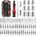 Amazon Basics Magnetic Ratcheting Wrench and Electronics Precision Screwdriver Set, 73 count (Pack of 1), Black/Red/Silver