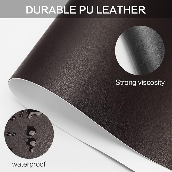 Leather Repair Patch Kit – 17x79 Inch Instant Repair for Scratches, Cracks & Peels on Furniture, Couch, Sofa, Car Seats, Handbags, Cabinets, Self Adhesive Leather Repair Tape (Dark Brown)