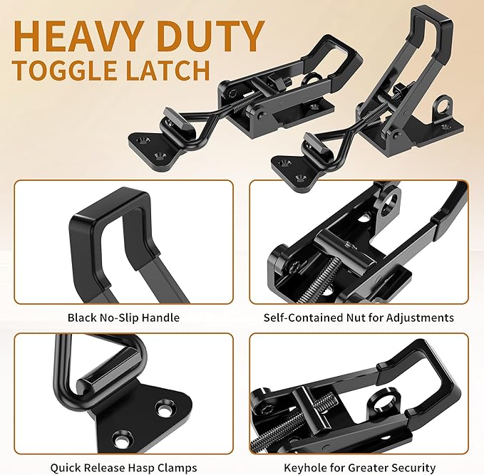 8Pack Heavy Duty Toggle Clamp Latch,4003 Style 1320lbs Capacity Pull Clamp Black Adjustable Quick Release Hasp Clamps for Smoker Cabinet Boxes Case Trunk Jig,Metal Toggle Latch Catch Set