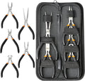 SOONAN 5 Pieces Mini Pliers, Long Lasting Tool Set Cable Cutters – Long Needle Nose, Long Nose, Nipper Bent Nose, End Cutting, Diagonal Cutting, Precision Pliers Set