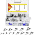 AKIHISA 220Pcs 14 Sizes Pipe Strap Clamp Assortment Kit, M5-M40 2 Holes U Tube Strap 304 Stainless Steel Clamps Set, Cable Clamp U Bracket Tube Strap Tension Clips for Pipe Tube Fixing