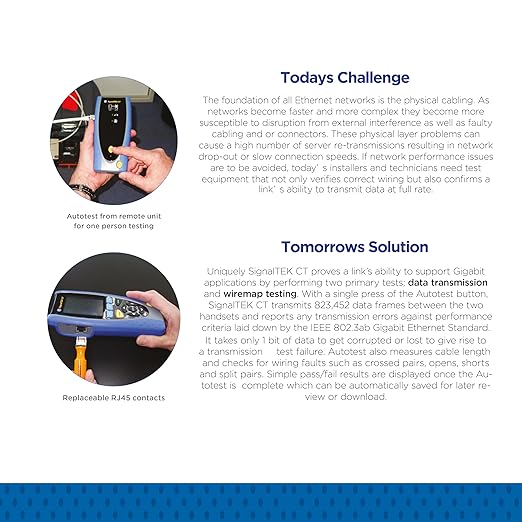 TREND Networks | R156006 | SignalTEK CT with Touchscreen | Network Transmission & Ethernet Tester Kit | Troubleshoot Data Cabling & Network Issues | Built-in PDF Reporting