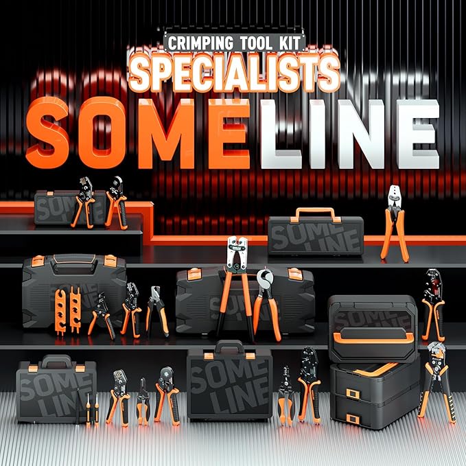 SOMELINE Wire Terminal Connector Crimping Tool Kit,3.9mm 4.8mm 6.3mm 18-10 AWG Crimper, Non-Insulated Copper Connector for Use on Connectors, Male Female Spade and Ring Terminal
