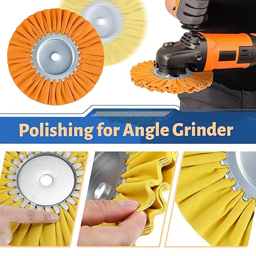 Amylove 8 Inch Airway Buffing Wheels Aluminum Wheel Polishing Kit in Diameter 5/8 Inch Arbor Hole, Polishing Compound and Metal Polish Kit for Angle Grinder(Vivid Color,8 Pcs)