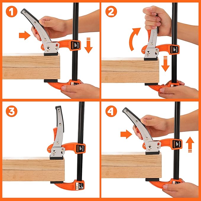 Jorgensen 12-inch Bar Clamp Set, Bar Clamp for Woodworking, Quick Release Gear Clamp with 600 lbs Load Limit - 2 Pack