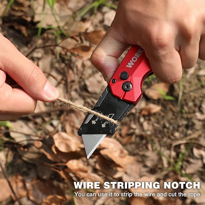 WORKPRO Folding Utility Knife, Heavy Duty Metal, Quick Open Axis Lock Box Cutter, Quick Change Blade Razor Knife, 1PC with 10 Extra SK5 Blades