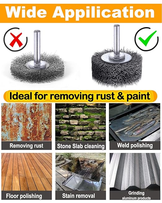 2 Inch Wire Wheel Brush Wire Wheel Brush for Drill Attachment,Rocaris 4 Pack Heavy Duty Wire Brushes Removal Paint Rust & Corrosion, 0.0118" Carbon Steel Wire, 1/4in Shank, 20000RPM