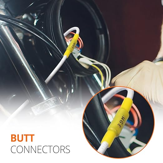 Wirefy 50 PCS Heat Shrink Butt Connectors Yellow 8 AWG - Larger Diameter Marine Grade Butt Connectors - Wire Butt Splice Connectors - Electrical Waterproof Heat Shrink Butts