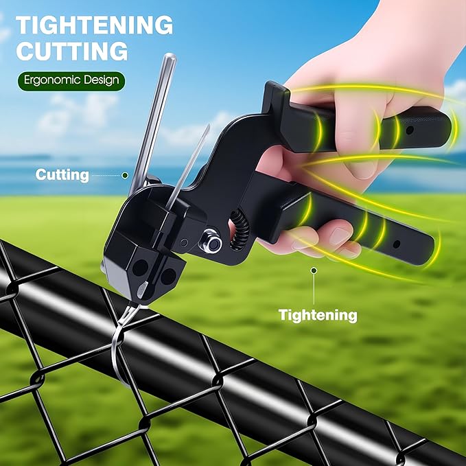 Stainless Steel Cable Tie Gun with Metal Zip Ties, for Fastening and Cutting Metal Cable Ties, 100pcs 11.8inch Stainless Steel Zip Ties heavy duty for Chain Link Fence, Exhaust Pipe Outdoor