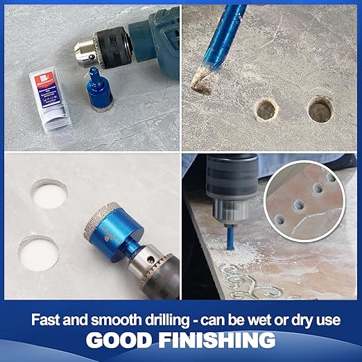 Diamond Hole Saw Kit - Porcelain Tile to Granite Drilling, 9pcs Diamond Drill Bits with Triangle Shank (6 8 10 20 25 32 35 43 50mm)