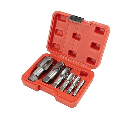 HFS(R) 6-piece NPT pipe tap set Machine Screw Metric Tap and Die Bit Set，sizes includes 1", 3/4", 1/2", 3/8", 1/4", and 1/8"