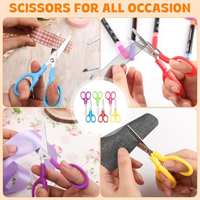 90Pack 5" Small School Student Blunt Kids Craft Scissors, Sharp Stainless Steel Blades Safety Toddler Kid Child Comfort Grip Scissors Bulk for Children Cutting Paper