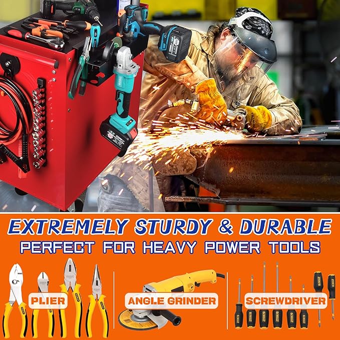 ULIBERMAGNET Magnetic Tools Rack, Solid Metal Power Tool Organizer Holder,Heavy Duty Storage Metal Cup Holder for Angle Grinder, Cordless Drill, Spray,Removable Tool Rack Suitable for Garage, Workshop
