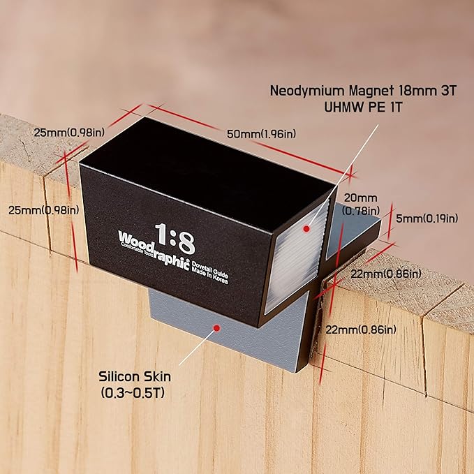 Complete Dovetail Guide Set – 1:6 & 1:8 & 45°/90° Magnetic Layout Tool for Precision Woodworking, Joinery, Cabinetmaking – CNC Aluminum Hand Saw Marker Kit