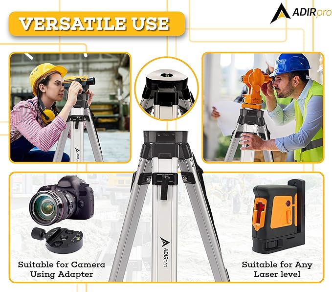 AdirPro Aluminum 5/8-Inch 11-Threaded Flat Head Tripod with Quick Clamp (Black)