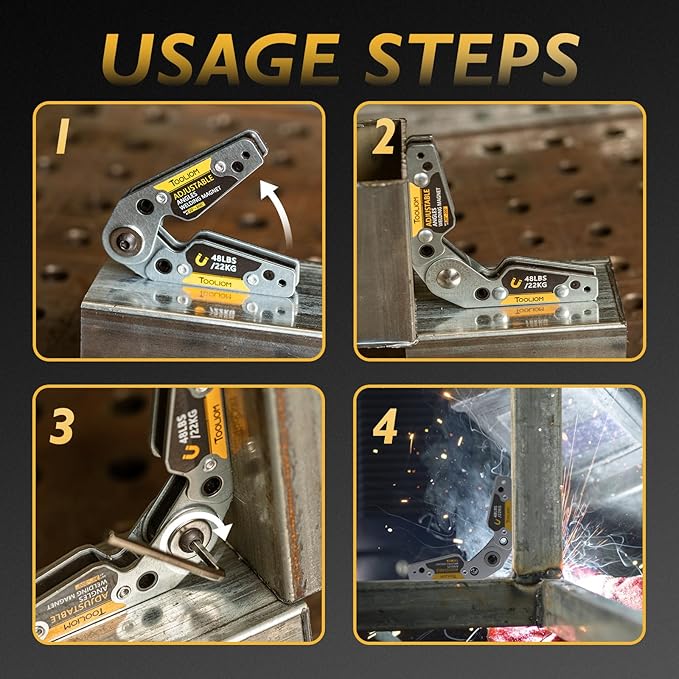 TOOLIOM Adjustable Angle 20°-200° Welding Magnets,Magnetic Pull Force 48 LBs Welding Holder Welding Accessories