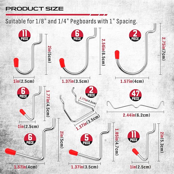 Ultimate 121-Piece Pegboard Hooks Set, Pegboard Accessories with Metal Hooks, Durable Peg Board Organizer Accessories, Pegboard Bins, Peg Board Tool Utility Hooks