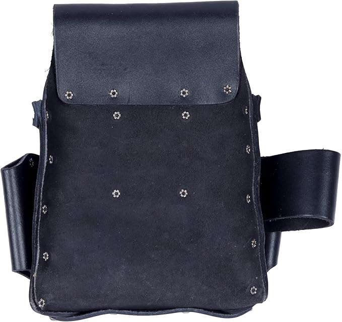 VEEKAY Electrician's Leather Tool Pouch – 10 Pocket Full Grain Leather Organizer for Electricians, Carpenters & Construction Workers – Durable, Heavy-Duty Utility Pouch (Brown/Black)