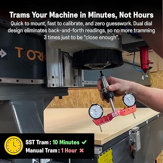 SST - Mini Mill & Lathe Tramming System - Tram, Align, & Square for Machine Calibration - For Angular Misalignment - Precise & Powerful - 0.001” Dial Indicators - Designed in the USA