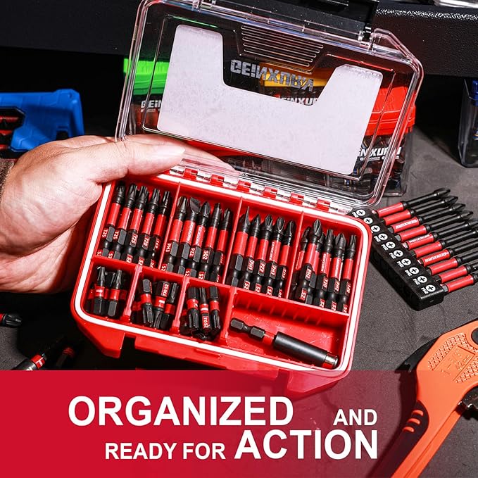 71pieces Impact Screwdriver Bits Set, Magnetic S2 Steel Multi Insert Power Bits Tips with Impact Bit Holder with Storage Box