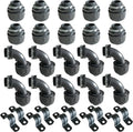(1/2" Conduit Parts 30 Pack) Yariwiz 1/2 Black Special Extra Flexible Plastic Liquid Tight Conduit Connector Kit, Include 10 Conduit Couplings, 10 Conduit 90 Degree Elbows, 10 Conduit Strap