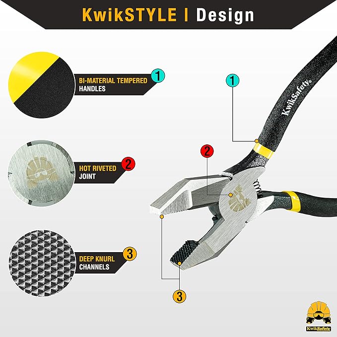 KwikSafety - Charlotte, NC - PINZA Ironworker Pliers Spring Loaded Action Side Cutters Steel Rebar Wire Cutters Bi-Material Tempered Handles & Aggressive Cross-Hatched Knurl Lineman Pliers