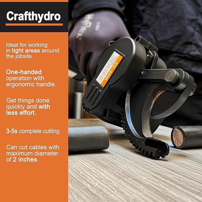 Battery Cable Wire Cutters Ratcheting Compact Heavy Duty Cutters (1000 MCM Copper/ 1500 MCM Aluminum) Professional Electrical Portable Cable Cutter with Comfort Grip Handles, Alloy Steel Blades