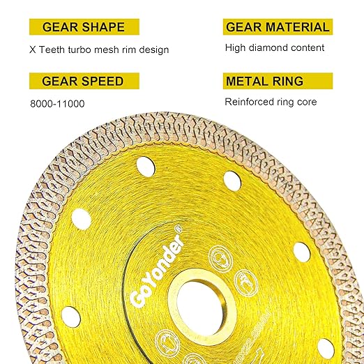 GoYonder 2 Pack 4.5"D115mm Super Thin Diamond Ceramic Saw Blade Porcelain Cutting Blade for Cutting Ceramic Or Porcelain Tile