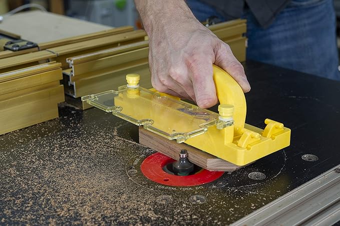 MICROJIG - GRR-RIP BLOCK Smart Push Block for Router Table, Jointer, Band Saws, and Table Saws, Includes 4 Auto-Drop Smart Heels, Extreme Grip, GB-1, Yellow/Green
