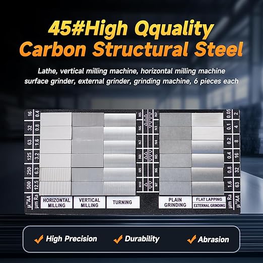 30Pcs Surface Roughness Comparator， Ra 0.05-12.5 mm Carbon Steel Roughness Test Blocks for Lathe/Machining/Manufacturing Mechanical