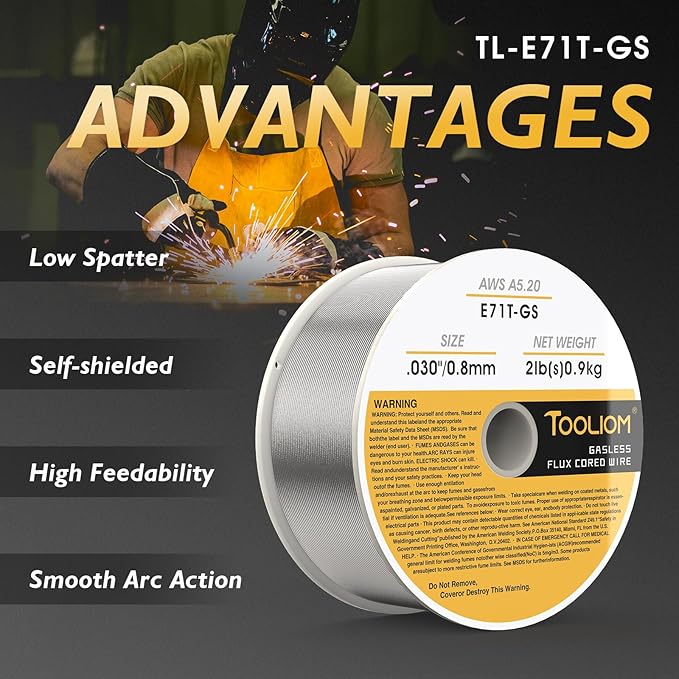 TOOLIOM E71T-GS .030" Diameter 2-Pound Spool Flux Core Self-shielded Carbon Steel MIG Welding Wire 3 PCS