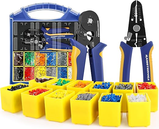 haisstronica Ferrule Crimping Tool Kit AWG 23-7 Wire Ferrules Crimper with 2500pcs Wire End Terminals AWG 22-7 and Wire Stripper
