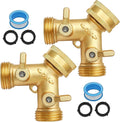 Biaungdo 2 Pcs Way Connector Garden Hose Splitter, 3/4 Garden Hose Y Splitter, Solid Brass Hose Adapter Y Valve Spigot Faucet Adapter with Faucet Watering Shut Off Valves