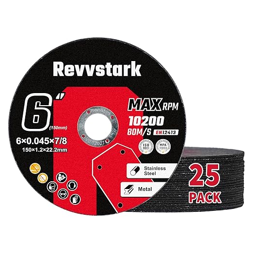 25 Pack 6" Industrial Grade Cut Off Wheels, Ultra Thin 0.045" x 7/8" Aluminum Oxide & Silicone Carbide Cutting Discs for Angle Grinders, 30% Performance Up