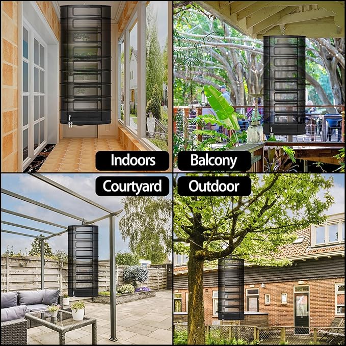 Herb Drying Rack Hanging Mesh Net，6+1 Layer Plant Drying Rack with Door-Type Zipper & Closed Storage Compartment for Folding Basket Dryer Fit in Grow Tents、Garden Outdoor