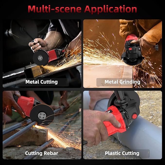 NAWIN Cordless Angle Grinder 4inch Kit,variable speed grinder, 20V Battery Angle Grinder Tool,2×6.0Ah Battery&Fast Charger,Brushless Motor, Electric Angle Grinder for Cutting, Griding, Polishing