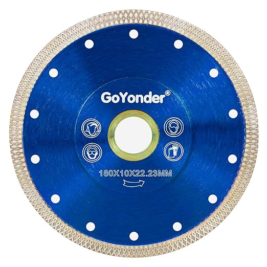GoYonder Super Thin 7" Grinder Blades Tile Blade, Diamond Saw Blade for Cutting Porcelain Tiles Granite, 180mm Tile Cutting Blade for Angle Grinder